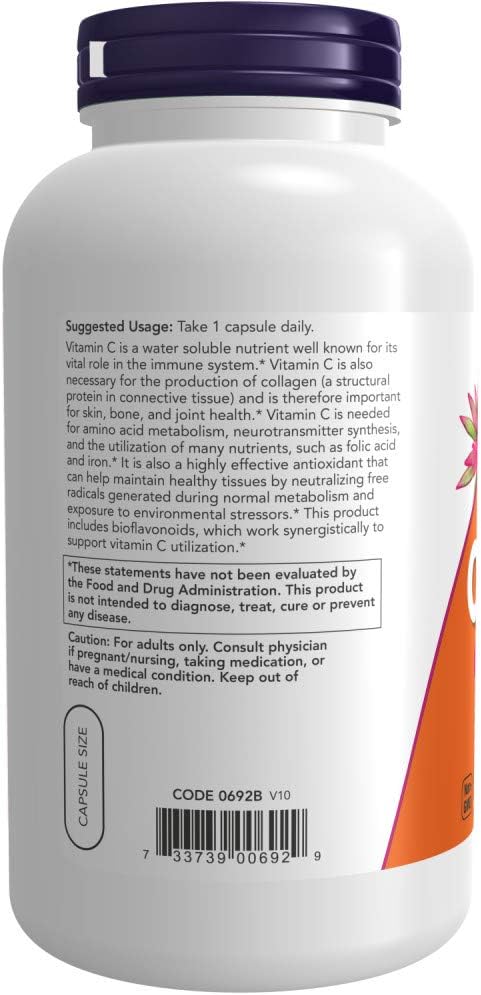 NOW Foods Vitamin C-1000 with Bioflavonoids, 500 Vegetable Capsules (2-Pack) - görsel 3