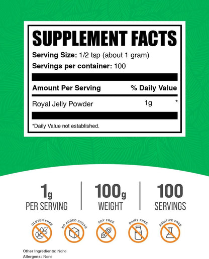 BulkSupplements Royal Jelly Powder – Immune Support Supplement (100g)