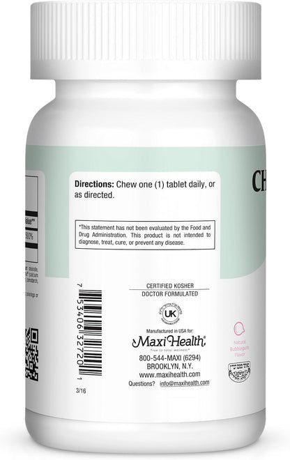 Maxi Health Chewable Vitamin D3 2000 IU Supplement - Delicious Natural Bubble Gum Flavour - Supports Calcium Absorption, Immune and Bone Health - 200 Chews