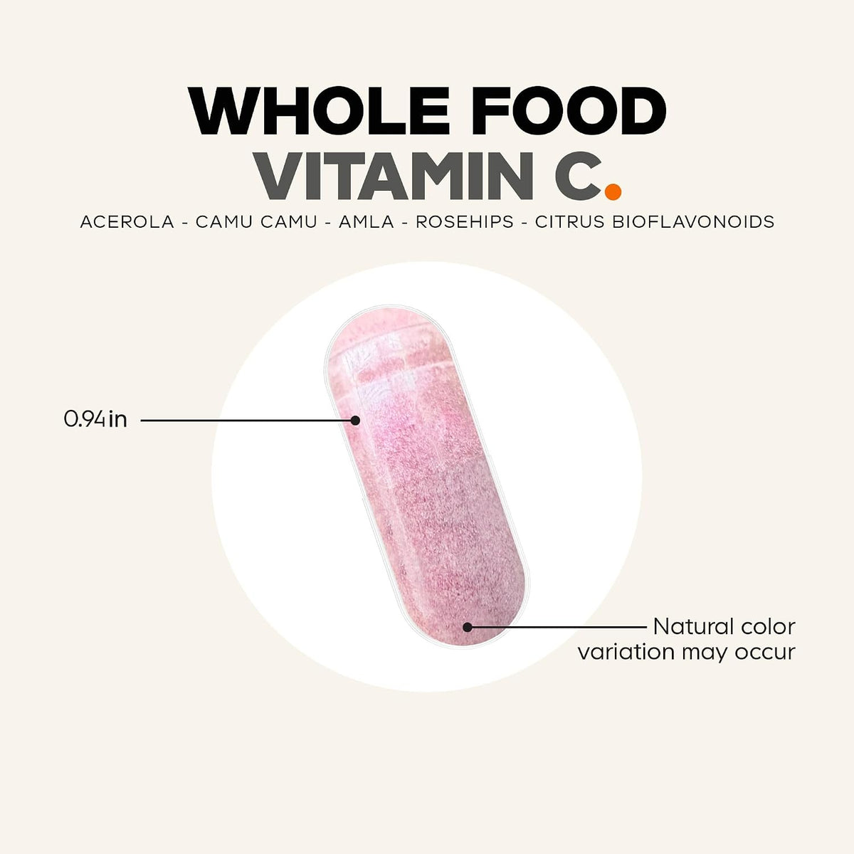 Codeage Whole Food Vitamin C Food Supplement - Acerola Cherry, Camu Camu, Amla Berry & Rose Hips Blend - Citrus Bioflavonoids - 500mg Vitamin C - Non-GMO - 60 Capsules - görsel 8
