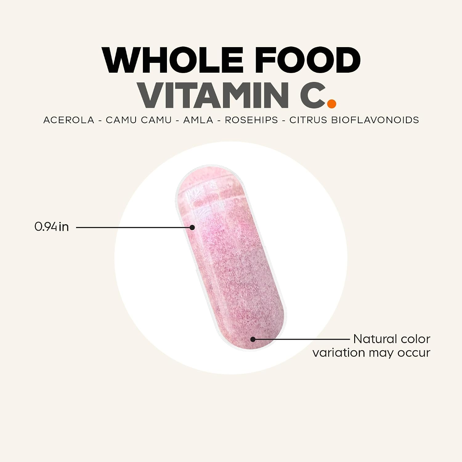 Codeage Whole Food Vitamin C Food Supplement - Acerola Cherry, Camu Camu, Amla Berry & Rose Hips Blend - Citrus Bioflavonoids - 500mg Vitamin C - Non-GMO - 60 Capsules - görsel 8