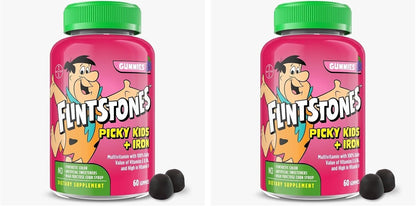Flintstones Vitamins for Picky Children + Iron, Multivitamin Gummies, Grape Flavour, 60 Count