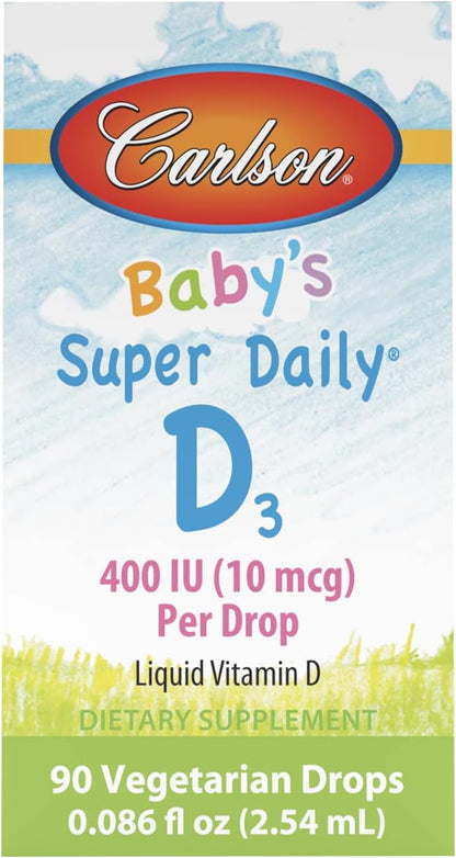 Carlson Super Daily D3 for Baby – Liquid Vitamin D3 Supplement, 2.5 ml