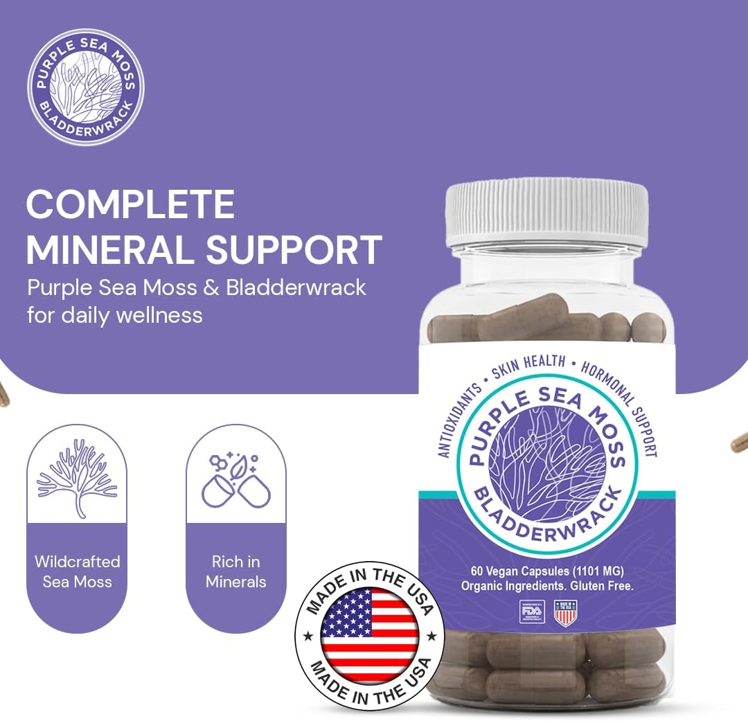 BocaHeal Purple Sea Moss + Bladderwrack Capsules, 2202mg, 60 Capsules - görsel 2