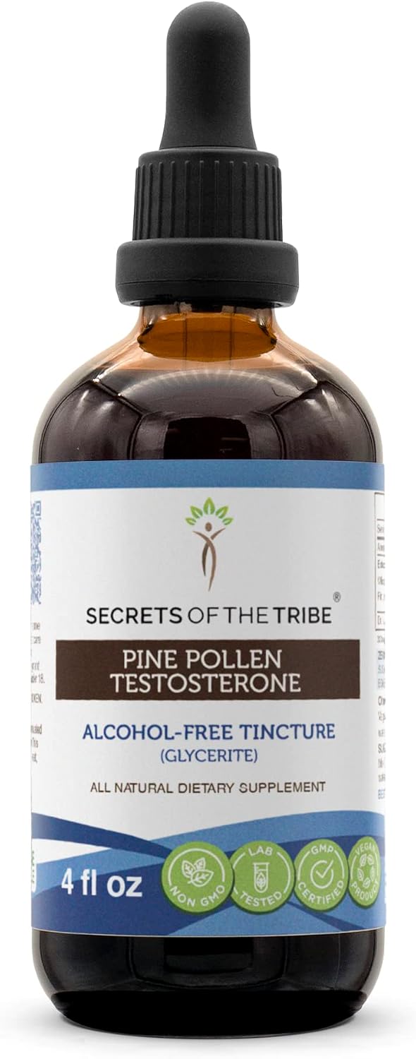Secrets of the Tribe Pine Pollen Testosterone Alcohol-Free Liquid Extract, Wildcrafted Scots Pine (Pinus sylvestris) Dried Pollen, 118 ml - görsel 1