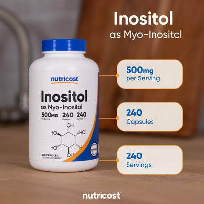 Nutricost Inositol Capsules 500mg, 240 Capsules - Veggie Capsules, Non-GMO, Gluten-free (Myo-Inositol)