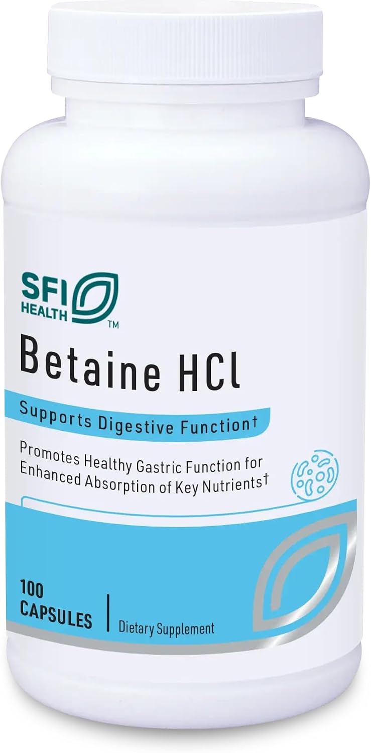 Klaire Labs Betaine HCl 648mg – Hypoallergenic Digestive Support, 100 Capsules - görsel 1