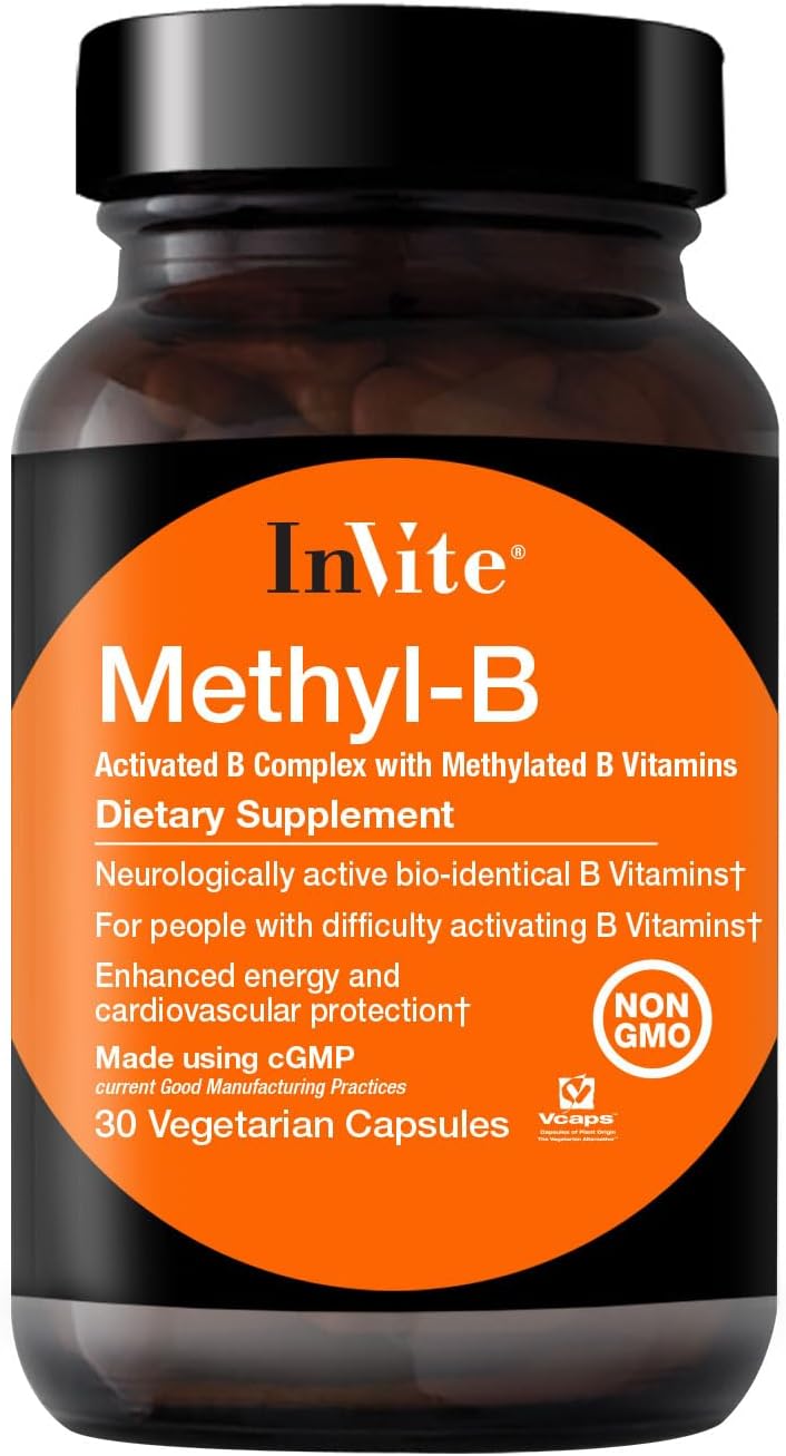 Invite Health Methyl-B - Activated B Complex with Methylated B Vitamins - 60 Vegetarian Capsules (2-Pack) - görsel 1