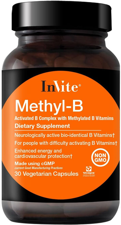 Invite Health Methyl-B - Activated B Complex with Methylated B Vitamins - 60 Vegetarian Capsules (2-Pack)