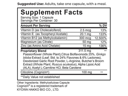 Tympanol – Hearing Supplement with Cognizin – Ear Health Support – 30 Capsules
