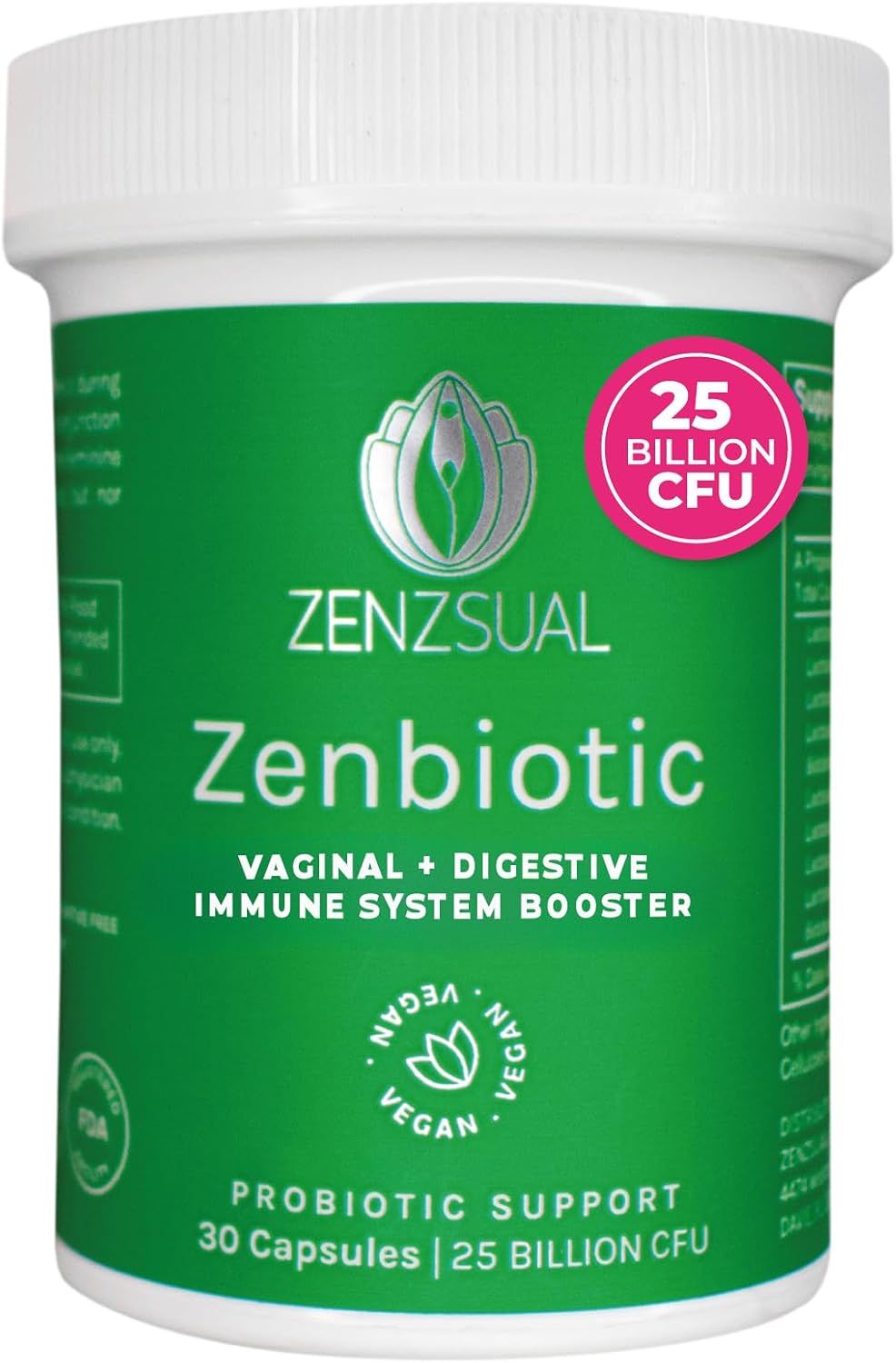 ZENZSUAL Zenbiotic Probiotics for Women – 25 Billion CFU, Intimate Health & pH Balance Support, 30 Vegan Capsules - görsel 1