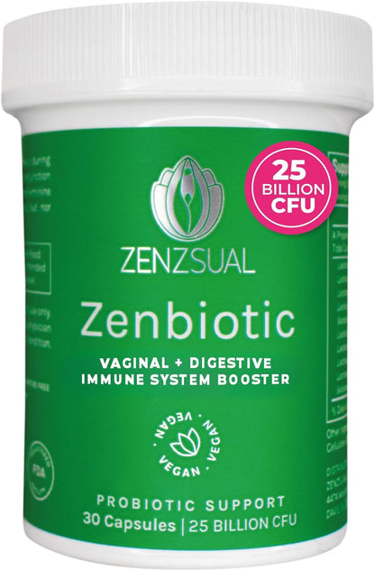ZENZSUAL Zenbiotic Probiotics for Women – 25 Billion CFU, Intimate Health & pH Balance Support, 30 Vegan Capsules