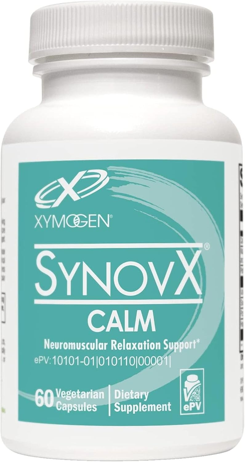 XYMOGEN SynovX Calm - Neuromuscular Relaxation Support with Valerian Extract - Calcium, Magnesium & Potassium - Vegetarian, Non-GMO & Gluten-Free - 60 Capsules - görsel 1