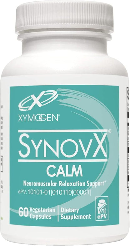 XYMOGEN SynovX Calm - Neuromuscular Relaxation Support with Valerian Extract - Calcium, Magnesium & Potassium - Vegetarian, Non-GMO & Gluten-Free - 60 Capsules