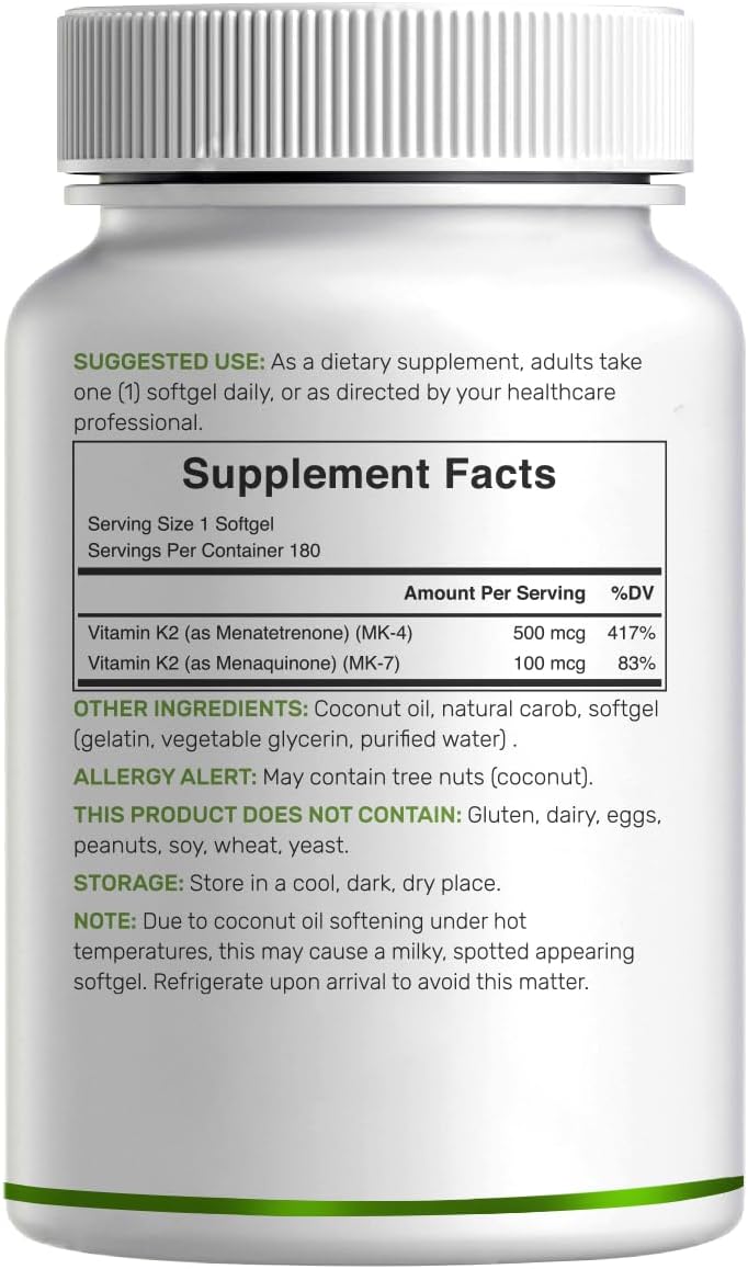 DEAL SUPPLEMENT Vitamin K2 600mcg, 180 Coconut Oil Softgels | Full Spectrum MK-7 & MK-4 - görsel 6