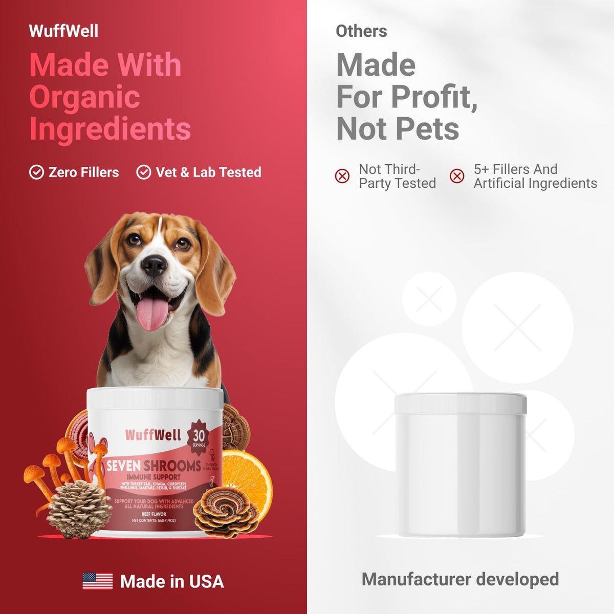 Turkey Tail Mushroom Powder for Dogs - 7 Mushroom Blend - Made in the US - görsel 8
