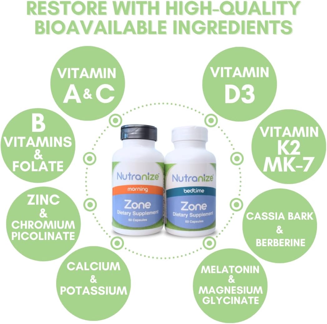 Nutranize Zone Twin Pack – Calcium, Magnesium Glycinate, Vitamin D3, K2 MK7, Methylfolate, Berberine, Chromium Picolinate, Cinnamon, Melatonin - görsel 7