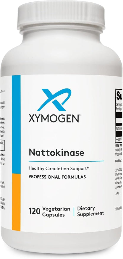XYMOGEN Nattokinase - Vegan Enzyme Supplement for Circulatory Wellness - 100 mg - 120 Capsules