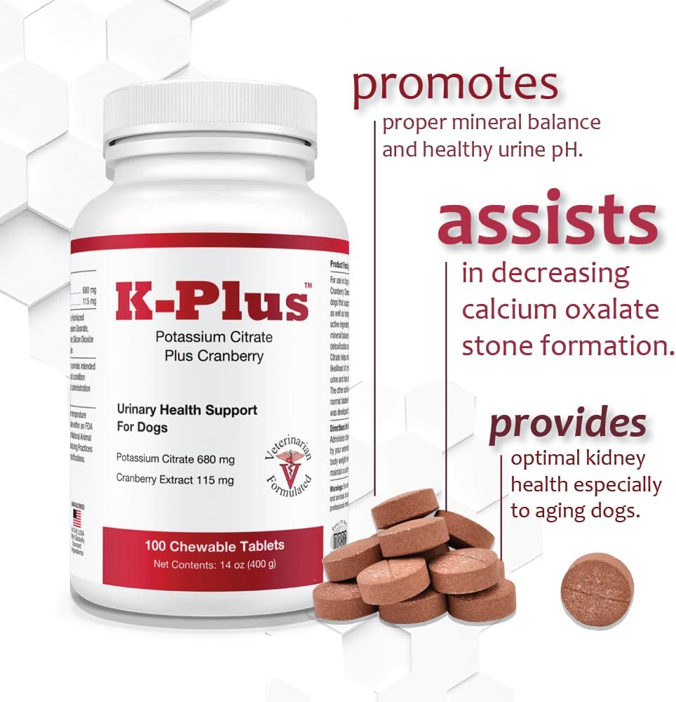 K-Plus Potassium Citrate Plus Cranberry Supplement for Dogs - Urinary Support Chewable Tablets, 200 Count - görsel 5
