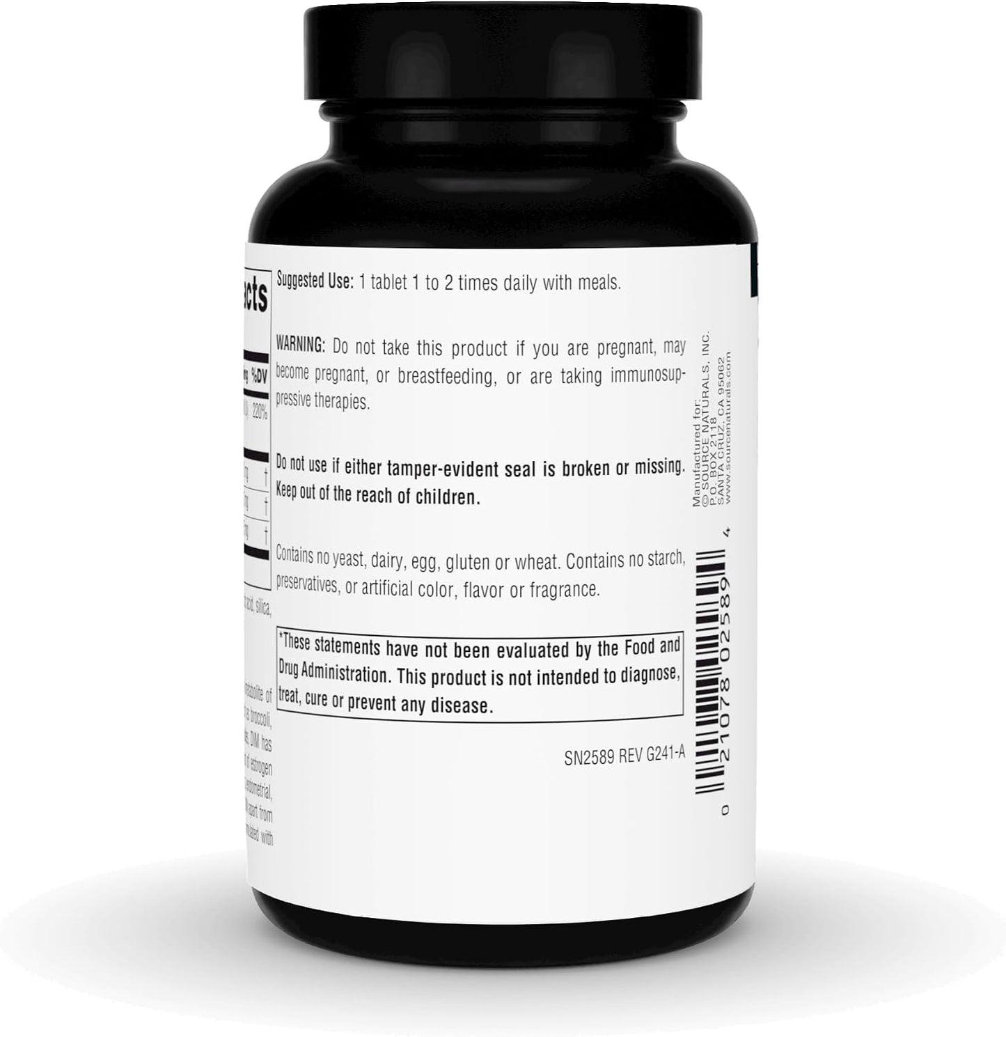Source Naturals DIM, Diindolylmethane 200mg with BioPerine and Vitamin E - 60 Tablets - görsel 3