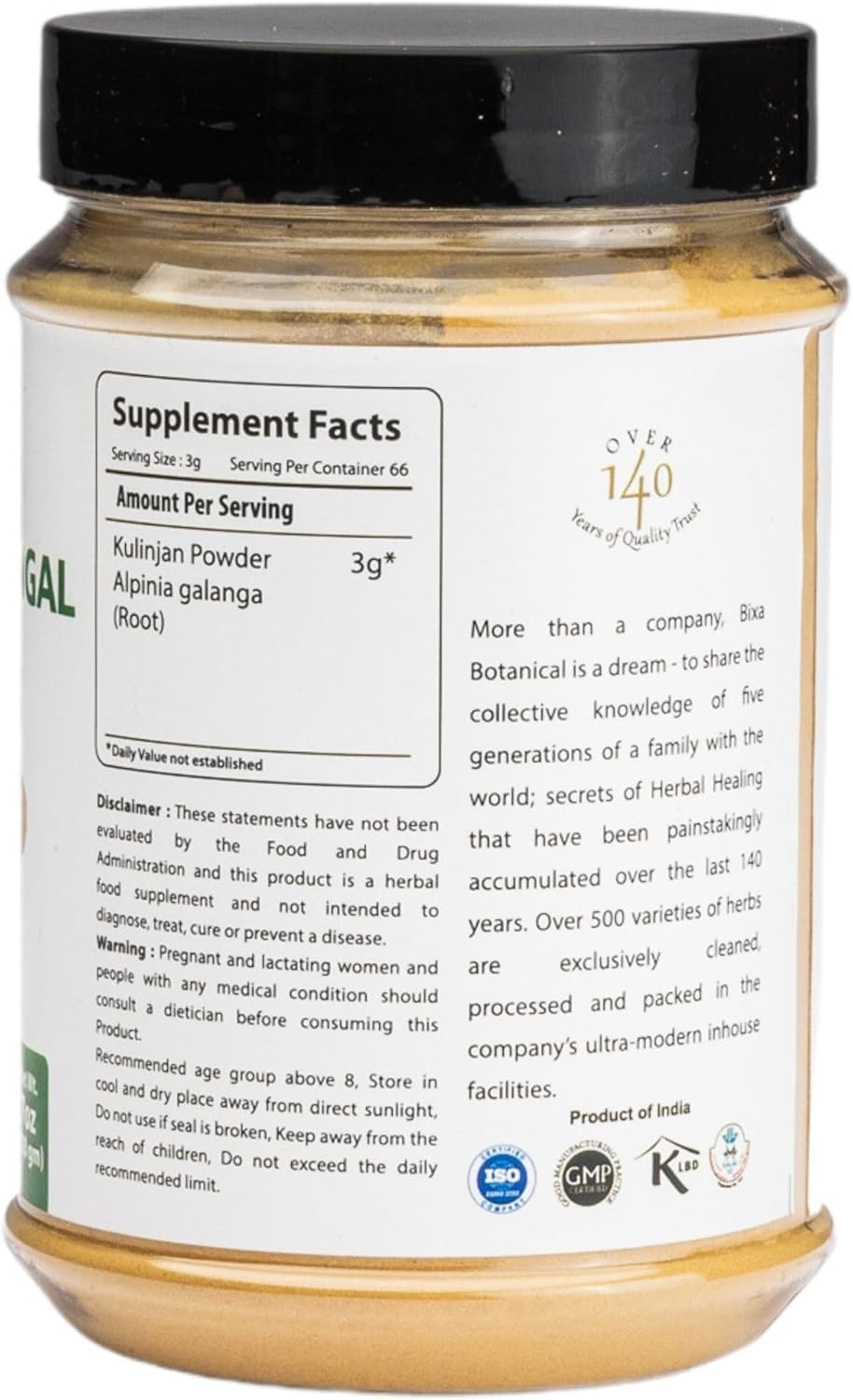 Bixa Botanical Greater Galangal Root Powder (Alpinia Galanga) – 200g - görsel 2