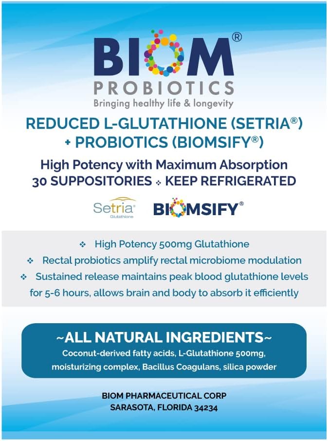 High Potency 500mg Reduced L-Glutathione (Setria Brand) + Probiotic Suppository - Bio-available Glutathione with Probiotics - görsel 6