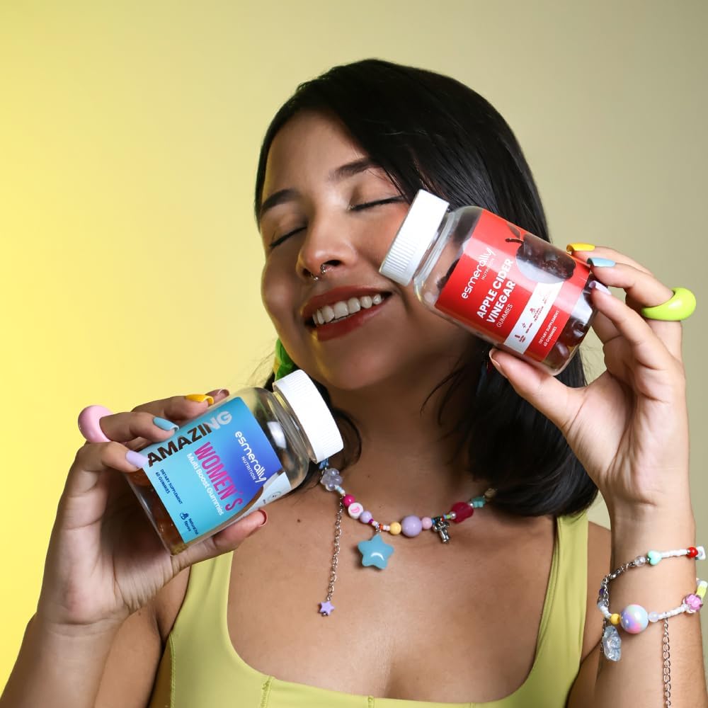 Esmerally Women's Pack: Multivitamin & Apple Cider Vinegar Gummies - 120 Gummies - Natural Fruit Flavour - Gluten-free & Non-GMO - görsel 5