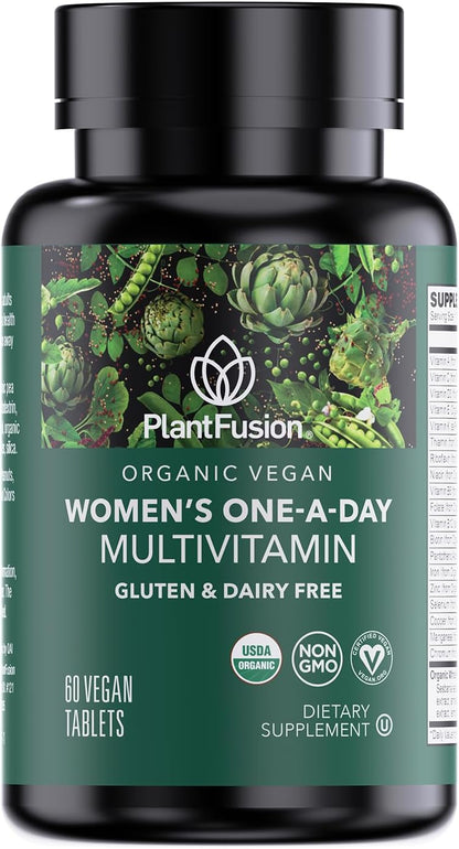 PlantFusion Organic Multivitamin for Women with Iron – One-a-day Vegan Whole Food Blend for Energy & Immune Support – 30 Tablets
