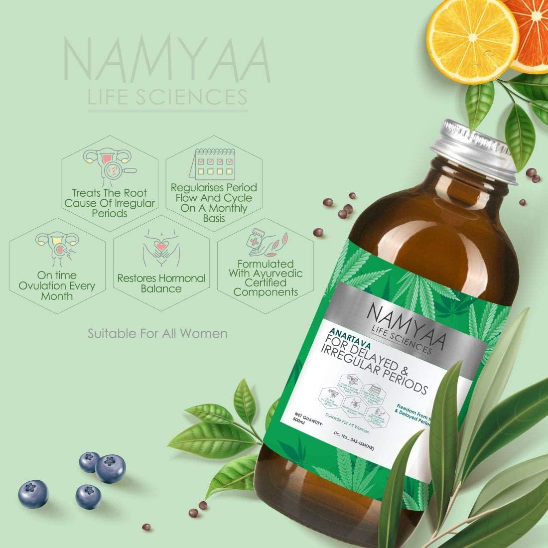 AZAZ Namyaa Anartava – Dietary Supplement for Delayed and Irregular Periods, 500 ml - görsel 3