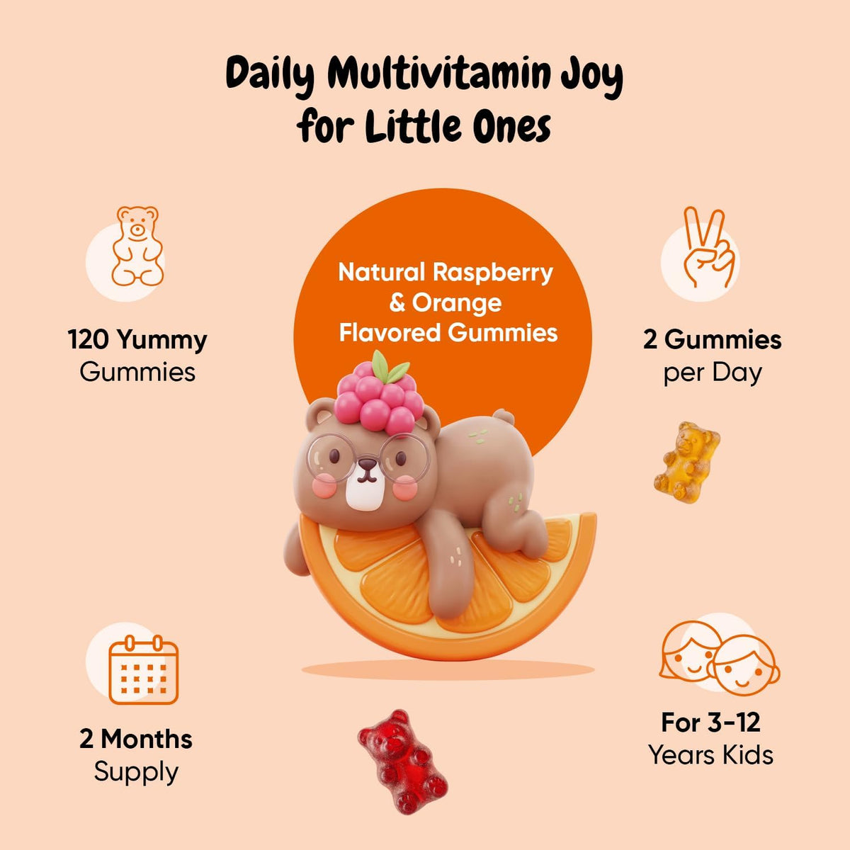 maxmedix Kids Multivitamin Gummies with Omega 3 6 9 - görsel 7