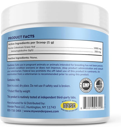 Premium Grass Fed Colostrum for Dogs – Pure Bovine Colostrum – Immune, Allergy, and Skin Support – All Breeds – 90g