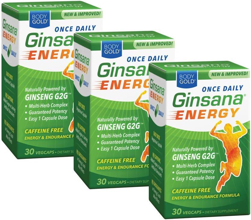 Body Gold Ginsana Energy – Panax Ginseng Extract with Energising Herbal Blend, 90 Capsules (Pack of 3) - görsel 1