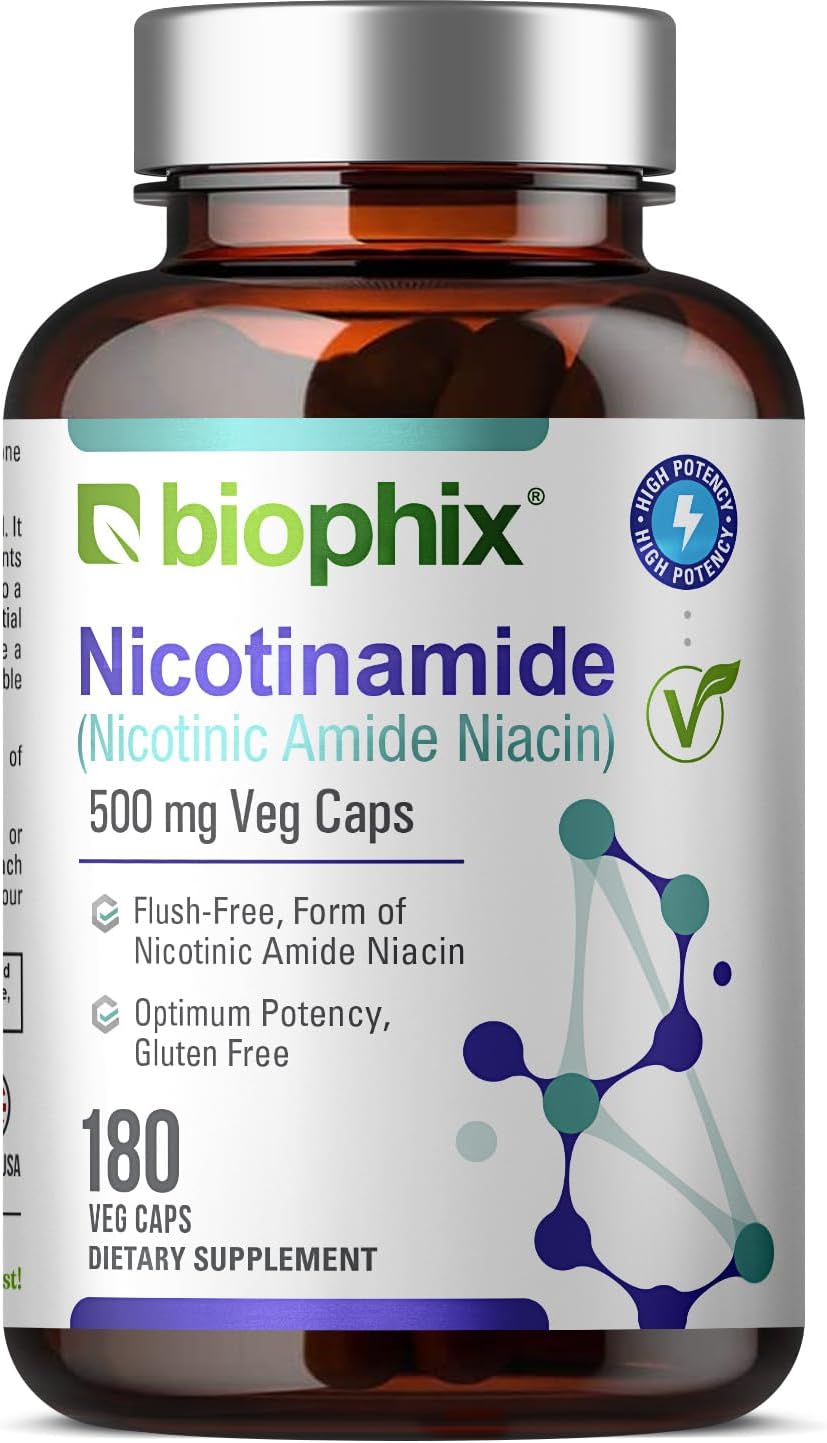 biophix B-3 Nicotinamide 500 mg 180 Vcaps – Flush-Free Niacin Supplement - görsel 1