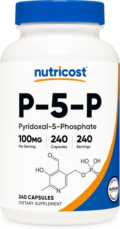 Nutricost P5P Vitamin B6 Supplement 100mg, 240 Capsules (Pyridoxal-5-Phosphate) - Vegetarian-Friendly, Non-GMO, Gluten-free