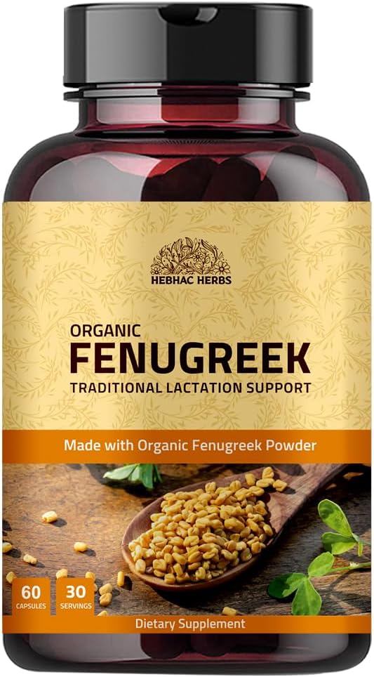 Hebhac Herbs Fenugreek Capsules – 1000mg Organic Breastfeeding Support (60 Capsules) - görsel 1