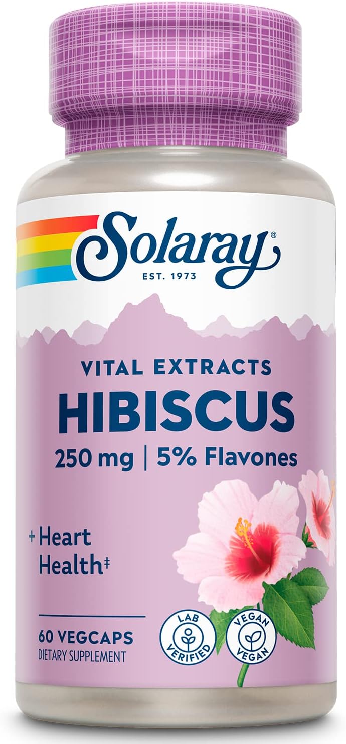 Solaray Hibiscus Flower Extract Food Supplement – 250 mg – 60 Vegan Capsules - görsel 1