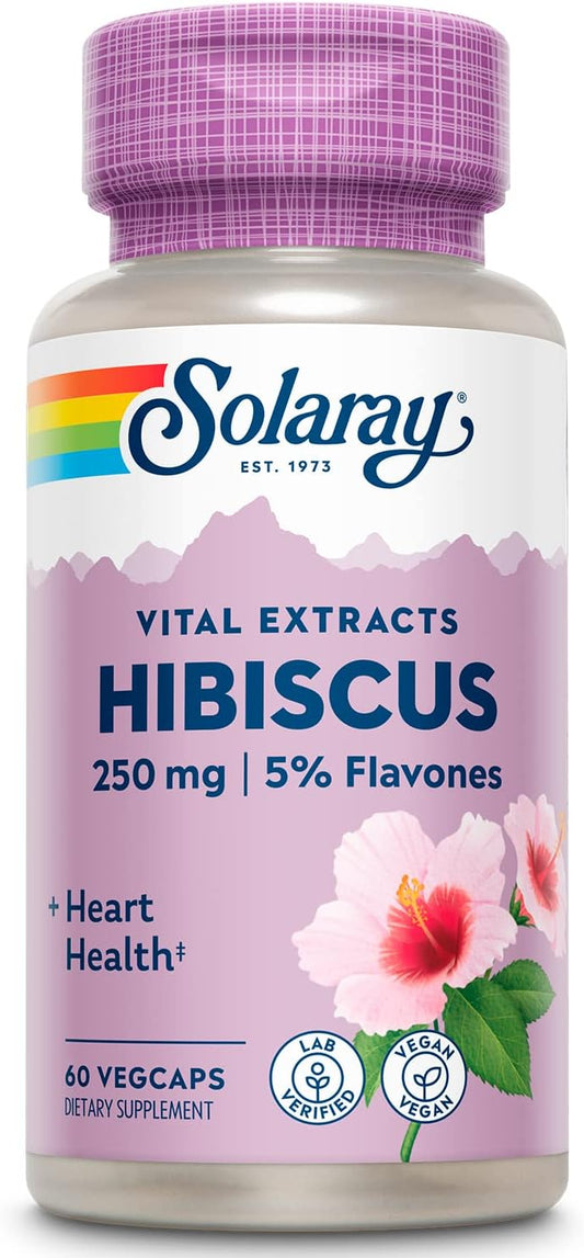 Solaray Hibiscus Flower Extract Food Supplement – 250 mg – 60 Vegan Capsules