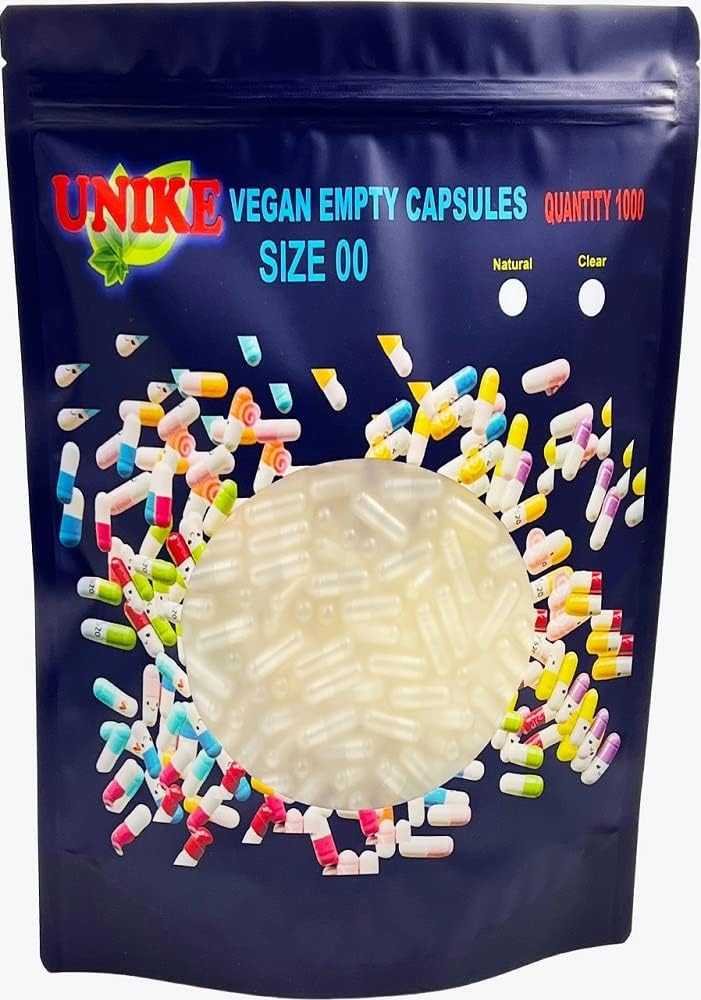 Unike Vegan Empty Capsules Size 00 - 1000 Count Plant-Based Pill Capsules - görsel 1