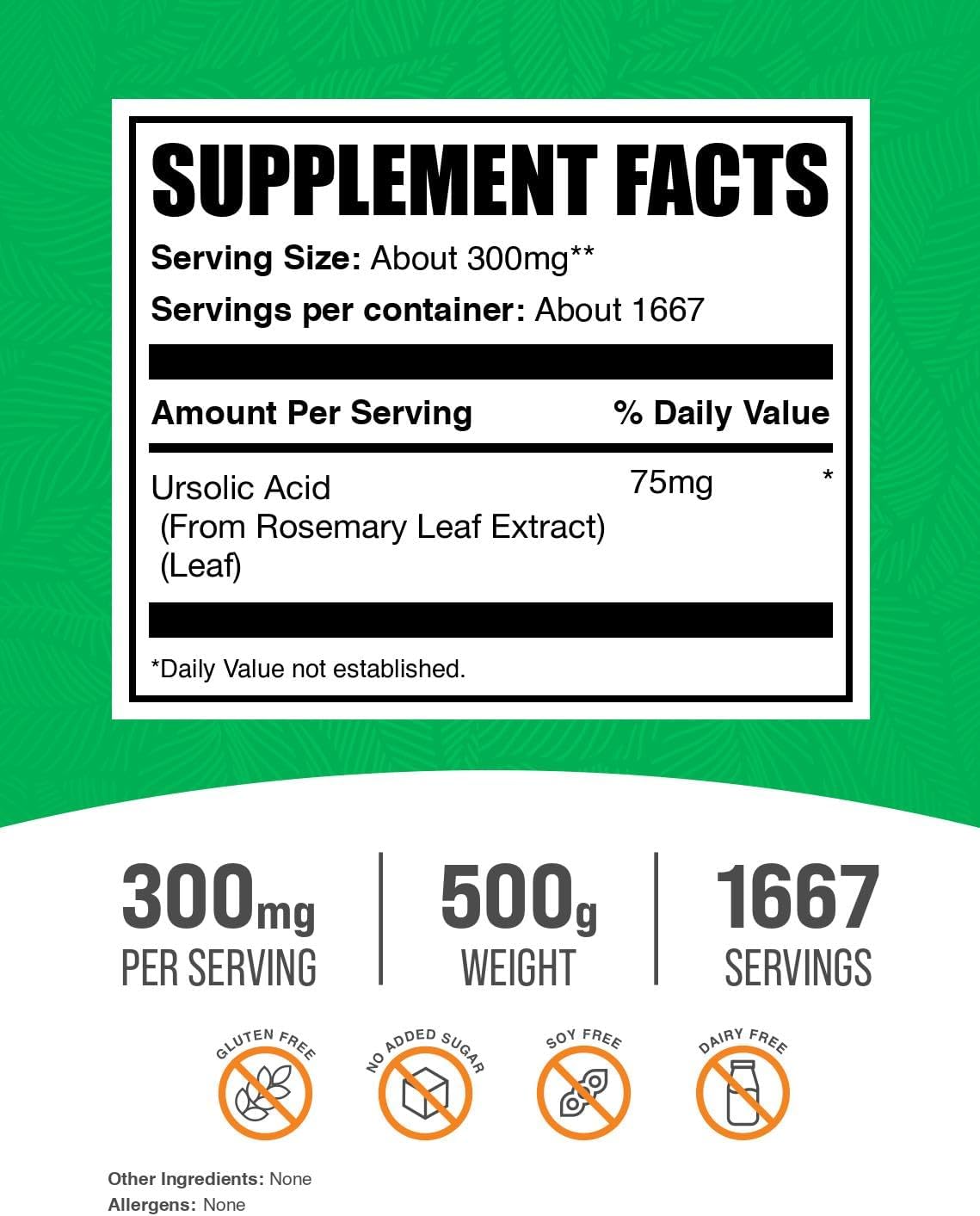 BulkSupplements.com Ursolic Acid Powder – 500g - görsel 2