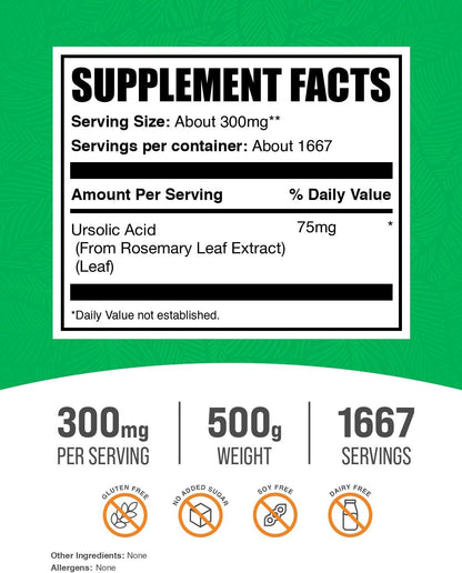 BulkSupplements.com Ursolic Acid Powder – 500g