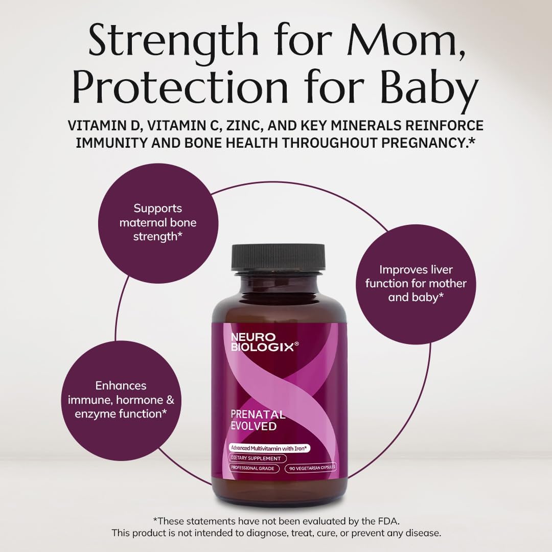 Neurobiologix Prenatal Evolved: Complete Prenatal Multivitamin with Methylated Folate, Iron, Choline – Gentle Absorption for Pregnancy & Postnatal, 90 Capsules - görsel 7