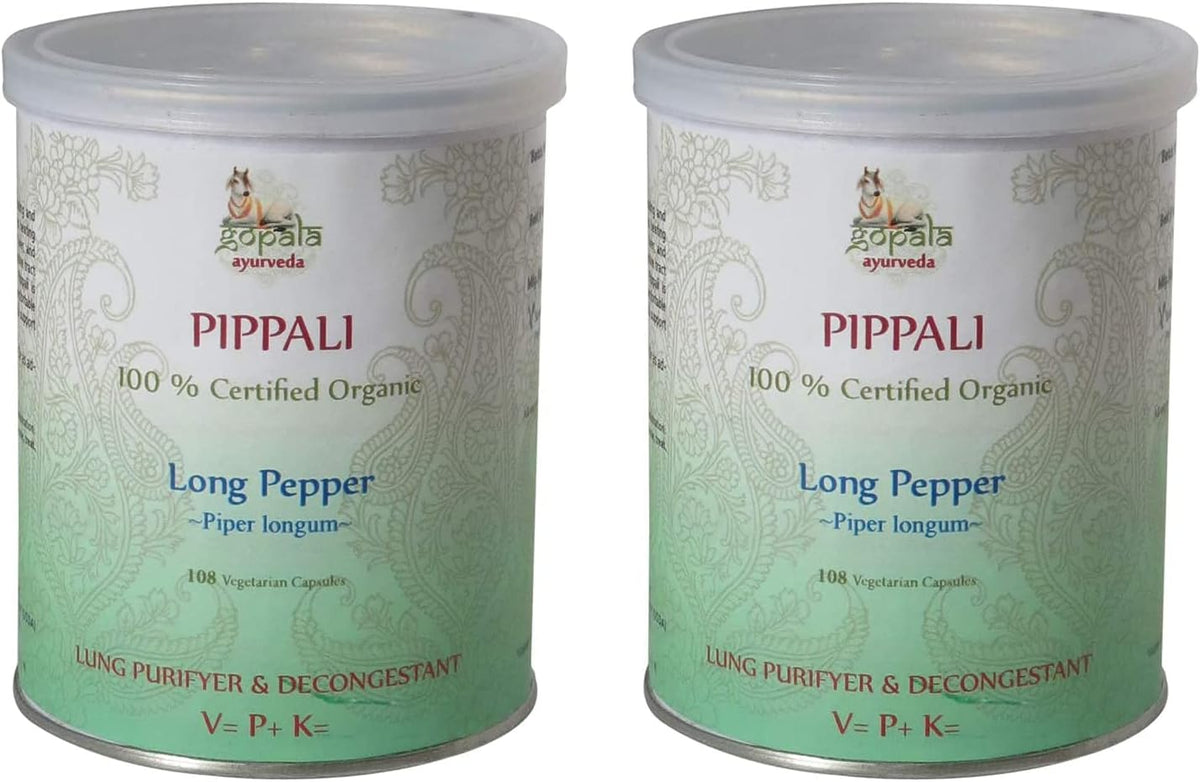 GOPALA AYURVEDA PIPPALI Capsules (USDA Certified Organic) - 108 Veg Capsules, 500mg Each (Pack of 2) - görsel 1