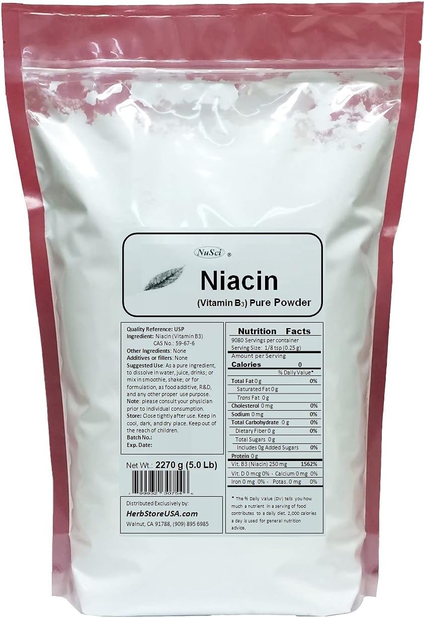 NuSci Niacin Vitamin B3 Pure Powder - 500g (1.1 lb) - görsel 2