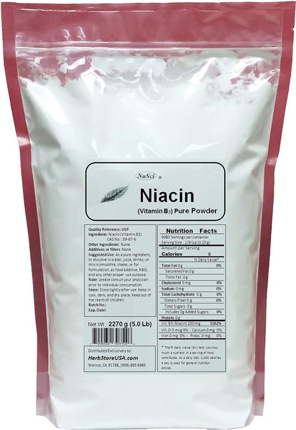 NuSci Niacin Vitamin B3 Pure Powder - 500g (1.1 lb)
