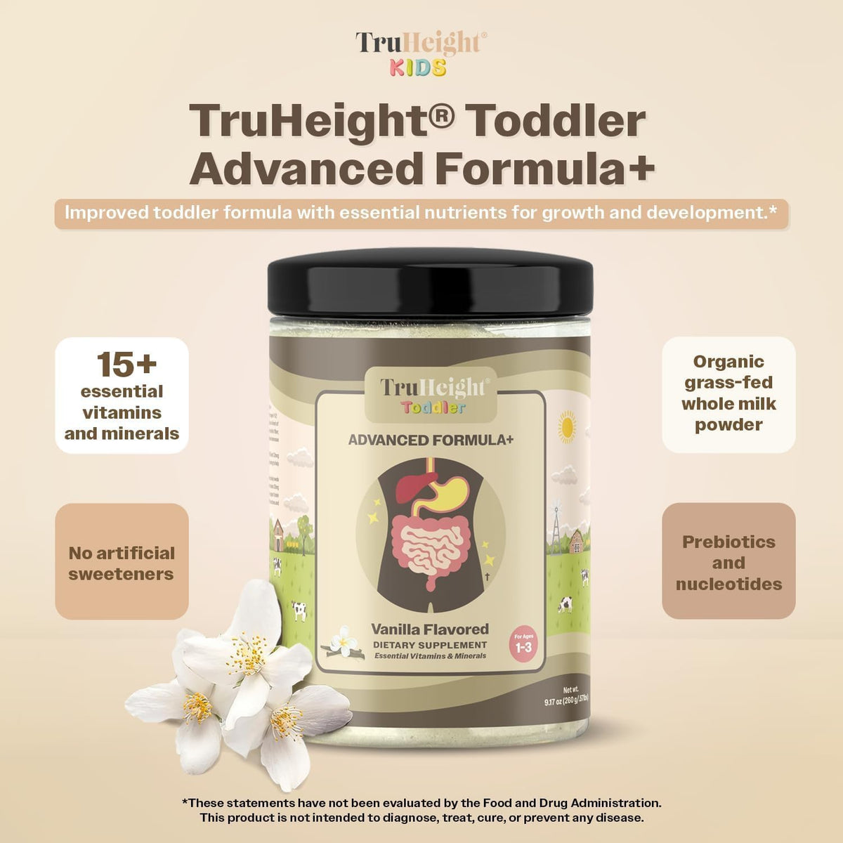 TruHeight Toddler Advanced Formula+ (Vanilla) – 16 Vitamins, Protein & Iron for Toddlers 12-36 Months - görsel 2