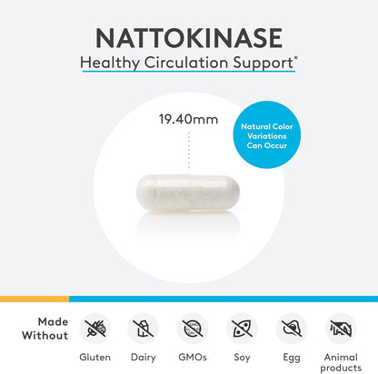 XYMOGEN Nattokinase - Vegan Enzyme Supplement for Circulatory Wellness - 100 mg - 120 Capsules
