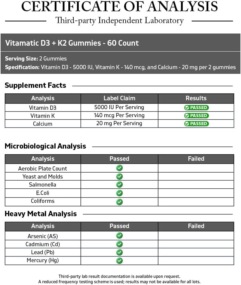 Vitamatic Vitamin D3 + K2 Gummies – 60 Count | Supports Bone, Heart & Immune Health - görsel 3
