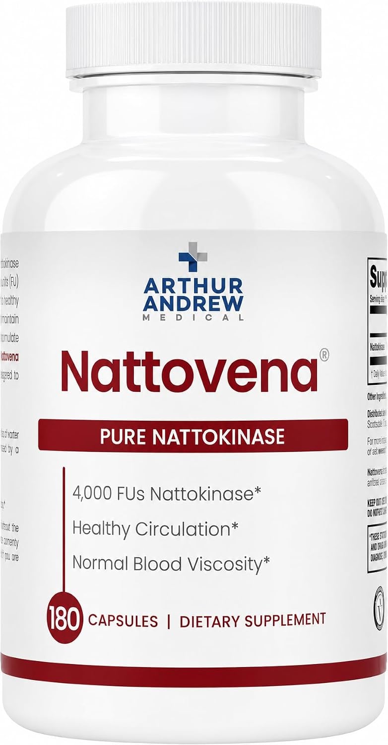 Arthur Andrew Medical Nattovena Pure Nattokinase Supplement, Double Strength 4,000 FU per Capsule, 180 Capsules - görsel 1