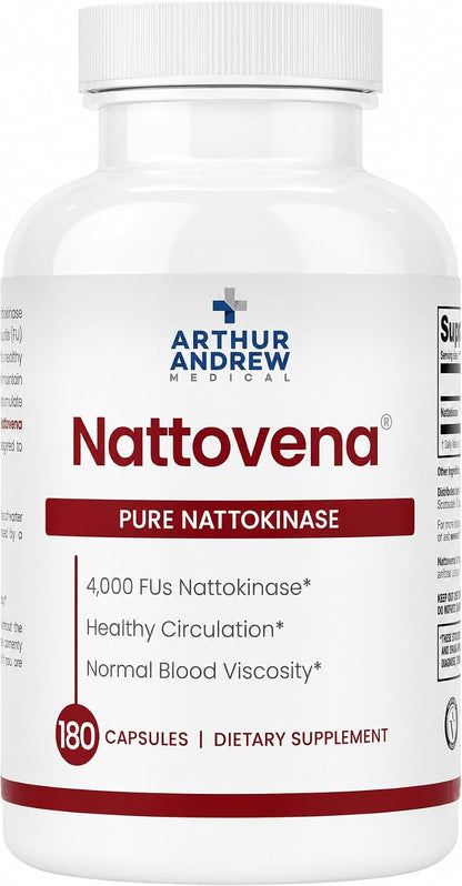 Arthur Andrew Medical Nattovena Pure Nattokinase Supplement, Double Strength 4,000 FU per Capsule, 180 Capsules