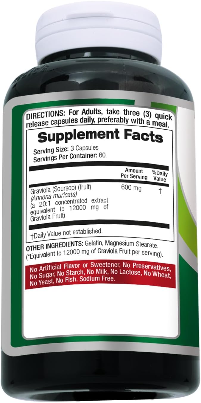 FITO MEDIC'S Lab Soursop Supplement - Graviola - 180 Capsules - görsel 2